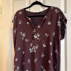 Papermoon Floral V-Neck Blouse - Mauve